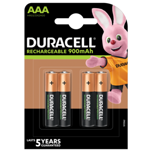 „Duracell Recharge 900 mAh“ AAA baterijos, 4 baterijų pakuotė