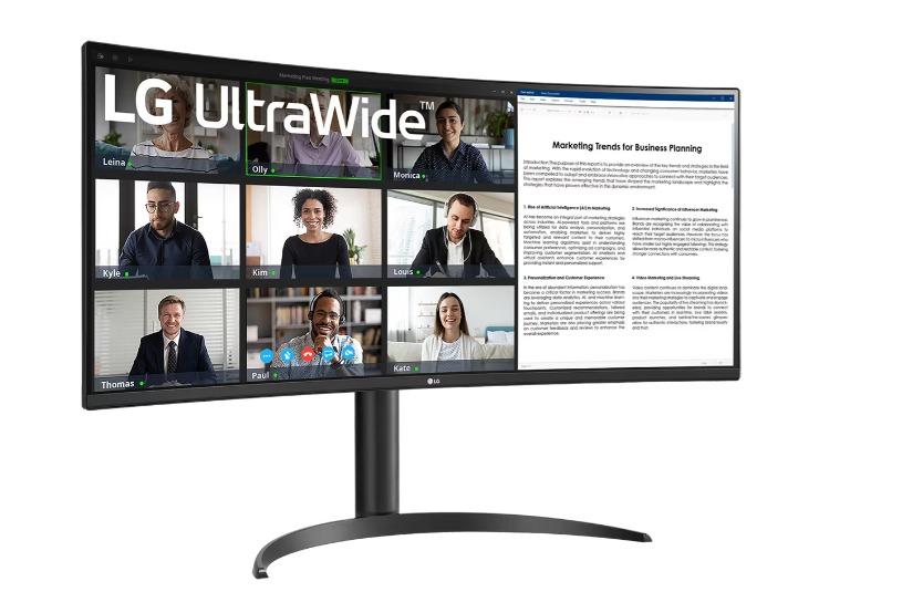 LCD Monitor LG 34WR55QK-B 34" Business/Curved/21 : 9 Panel VA 3440x1440 21:9 100Hz 5 ms Height adjustable Tilt Colour Black 34WR55QK-B