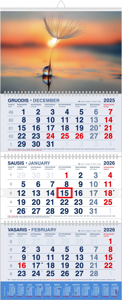 Pakabinamas kalendorius TYLOS AKIMIRKA 2026, 3 dalys