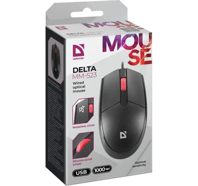 LAIDINĖ OPTINĖ PELĖ DELTA MM-523 JUODA