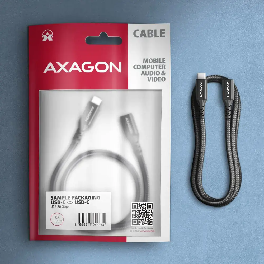 Extension USB 20Gbps cable length 0.5 m. PD 240W, 5A, 8K HD video. Black braided.