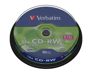 Verbatim CD-RW 12x, 12x, CD-RW, 700 MB, Spindle, 10 pc(s)