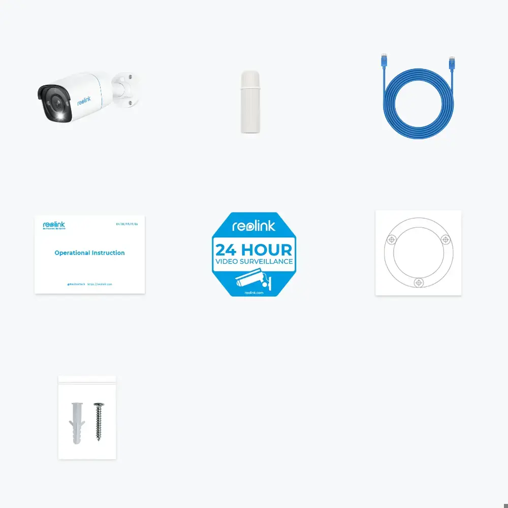 Reolink P330 - 4K 8MP UHD Outdoor PoE Security Camera with 256GB Capacity, Smart Alerts, Audio Recording, & Night Vision, IP security camera, Indoor & outdoor, Wired, Google Assistant, Wall, White