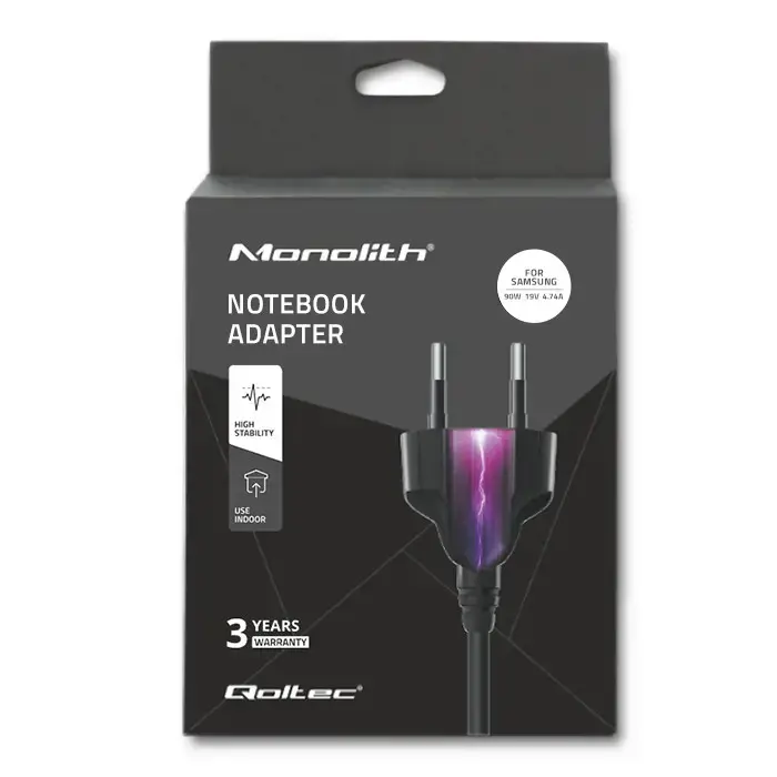QOLTEC 50089 Nešiojamojo kompiuterio kintamosios srovės maitinimo adapteris Qoltec Samsung 90W 4.74 A 19V 5.5x3.0