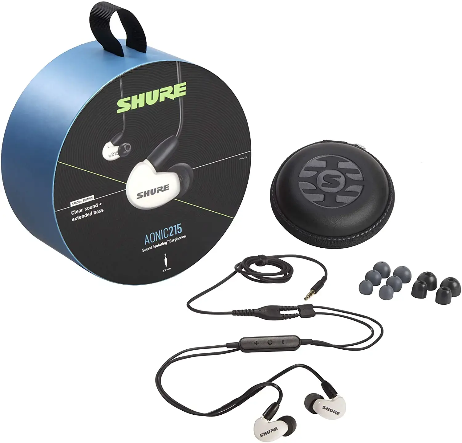 Shure AONIC 215 - in-ear headphones with single transducer and 3.5mm cable (white)