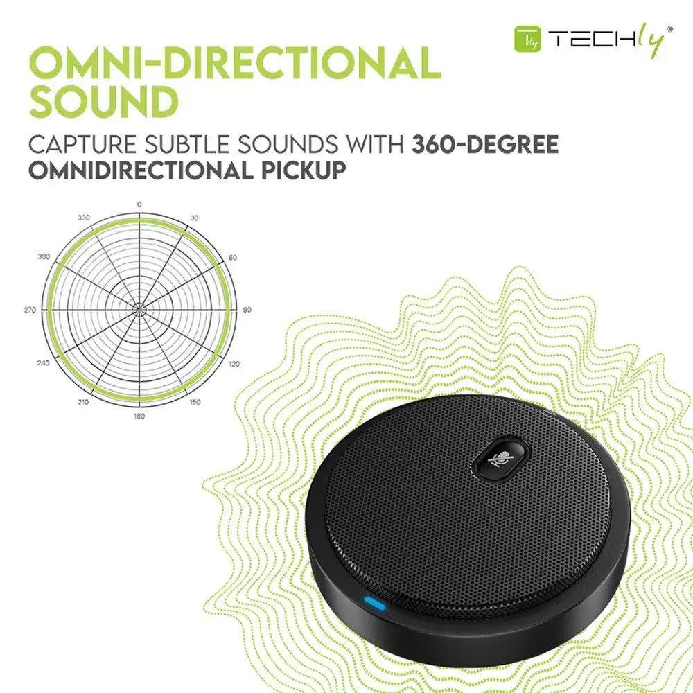 TECHLY Daugiakryptis USB konferencijų mikrofonas su nutildymo mygtuku