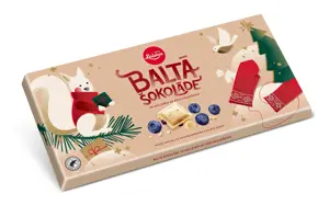 LAIMA baltasis šokoladas su melynėm ir ryžiais, 300g