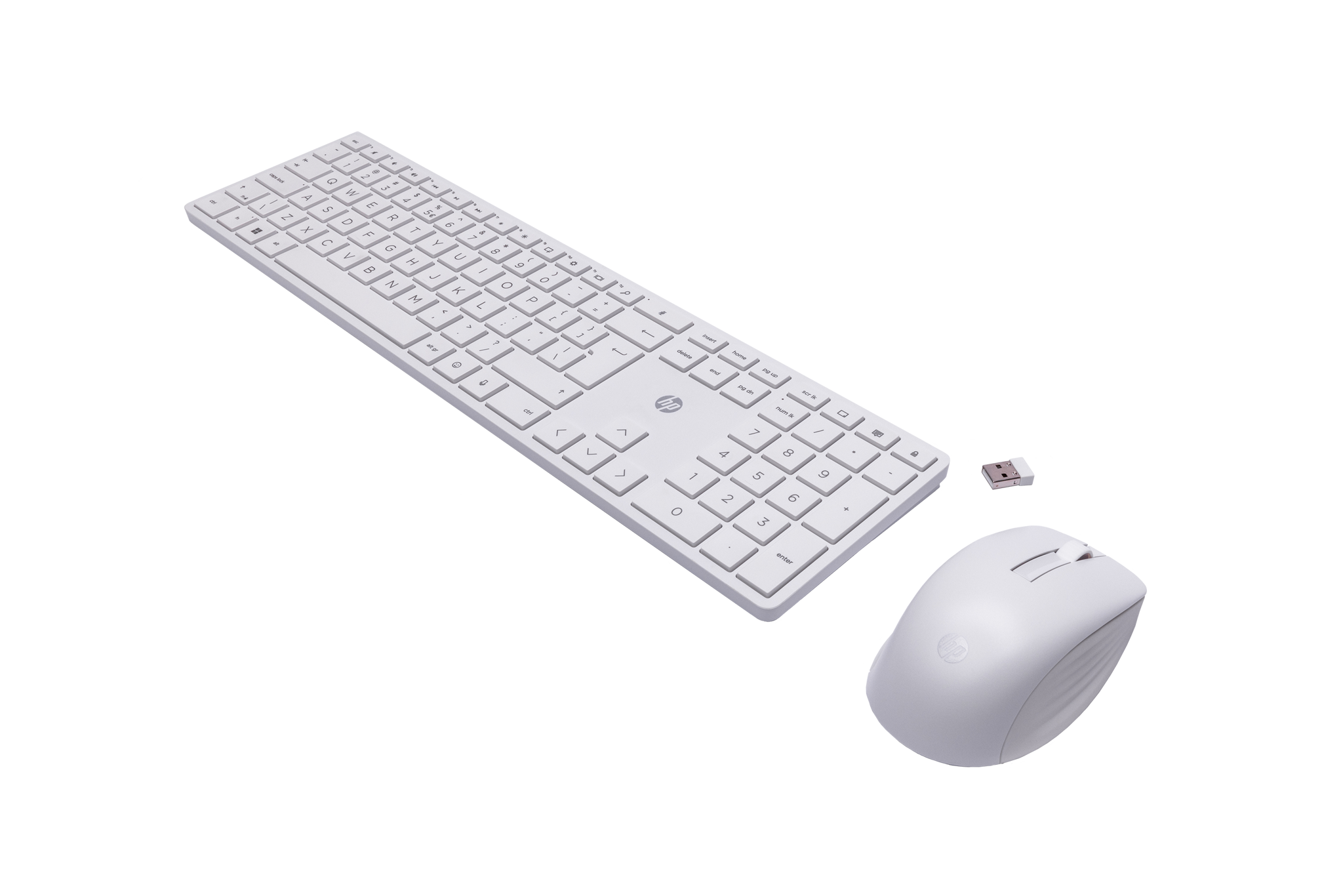 HP 650 belaidis klaviatūros ir pelės komplektas, pilno dydžio (100 %), RF belaidis, membraninis, baltas, pelė pridedama