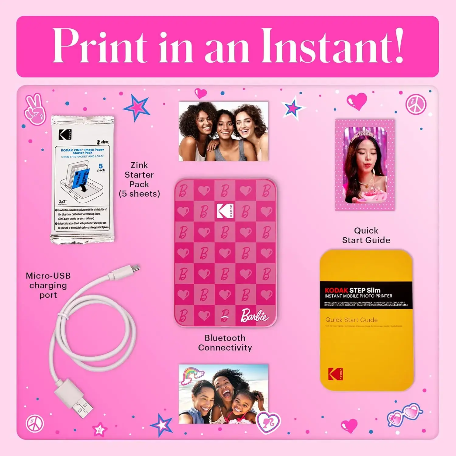 Kodak x Barbie photo printer Step Slim 1