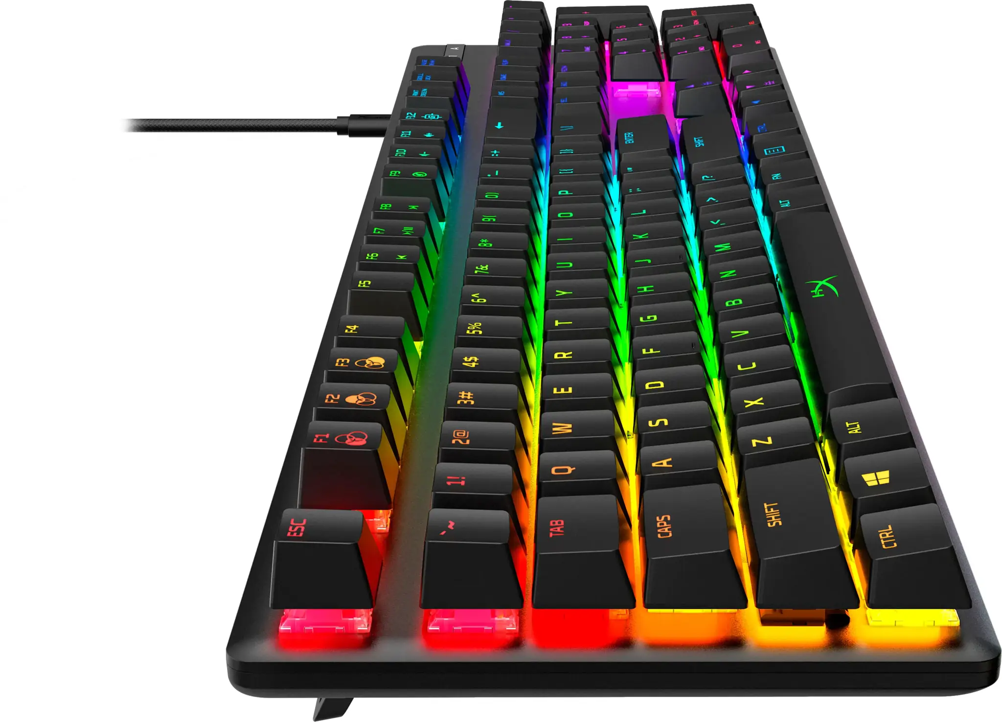 "HP HyperX Alloy Origins", pilno dydžio (100%), USB, mechaninis, QWERTY, RGB LED, juodas
