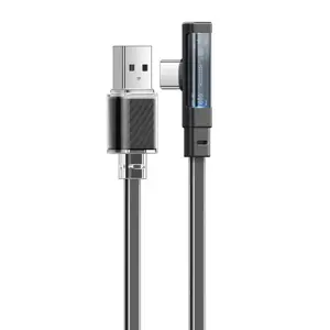 "Mcdodo" USB-C į USB-C kabelis CA-3423 90 laipsnių 1,8 m su šviesos diodu (juodas)