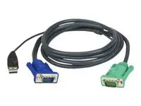 ATEN USB KVM kabelis 1,8 m, 1,8 m, VGA, juodas, HDB-15 + USB A, SPHD-15, vyriškas
