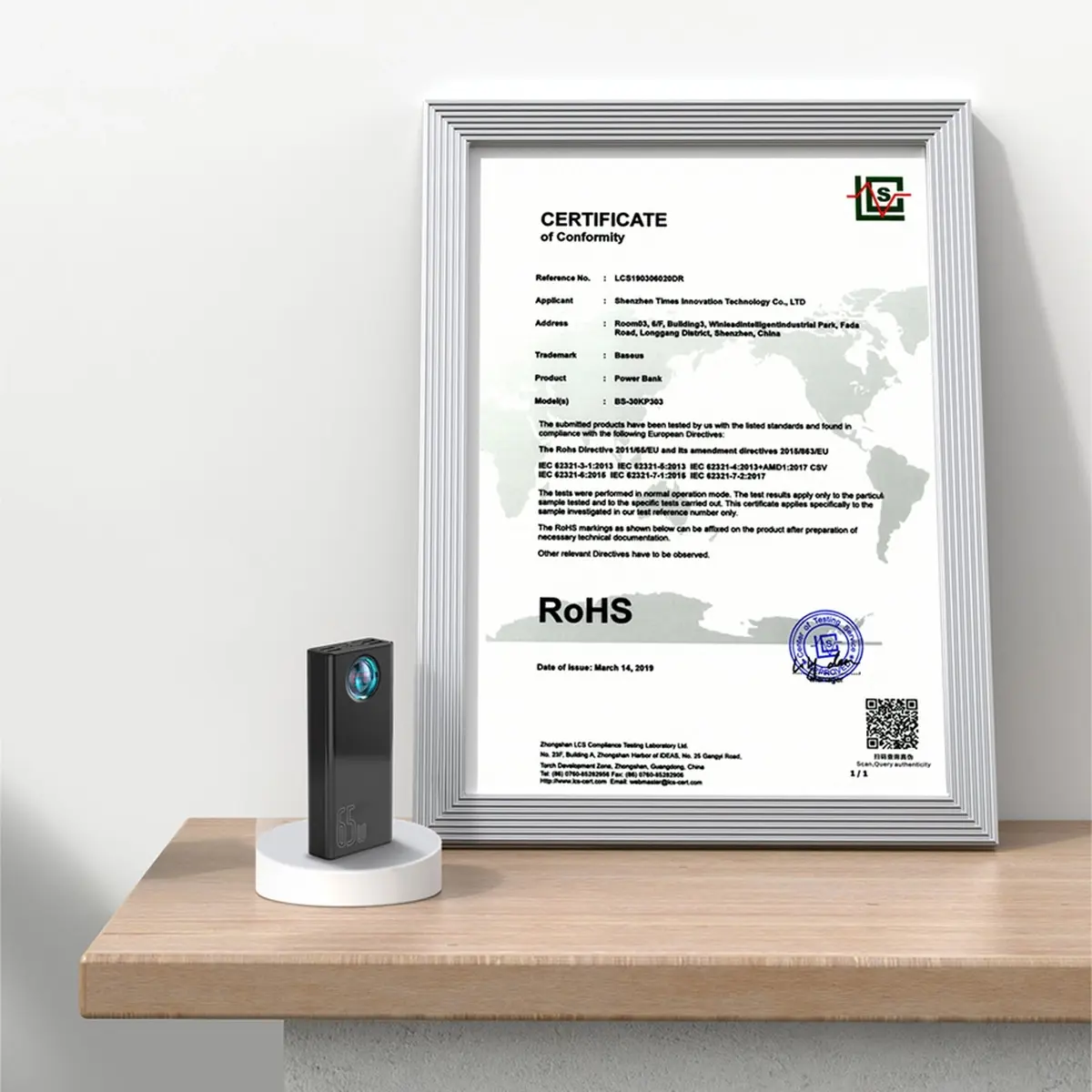 Maitinimo baterija "Baseus Amblight" 30000 mAh, 4xUSB, USB-C, 65W (juoda)