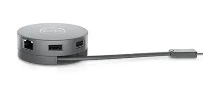 DELL USB-C mobilusis adapteris - DA310, laidinis, USB 3.2 Gen 2 (3.1 Gen 2) Type-C, 10,100,1000 Mbps, sidabrinis, 3840 x 2160 pikselių, 1920 x 1080 pikselių