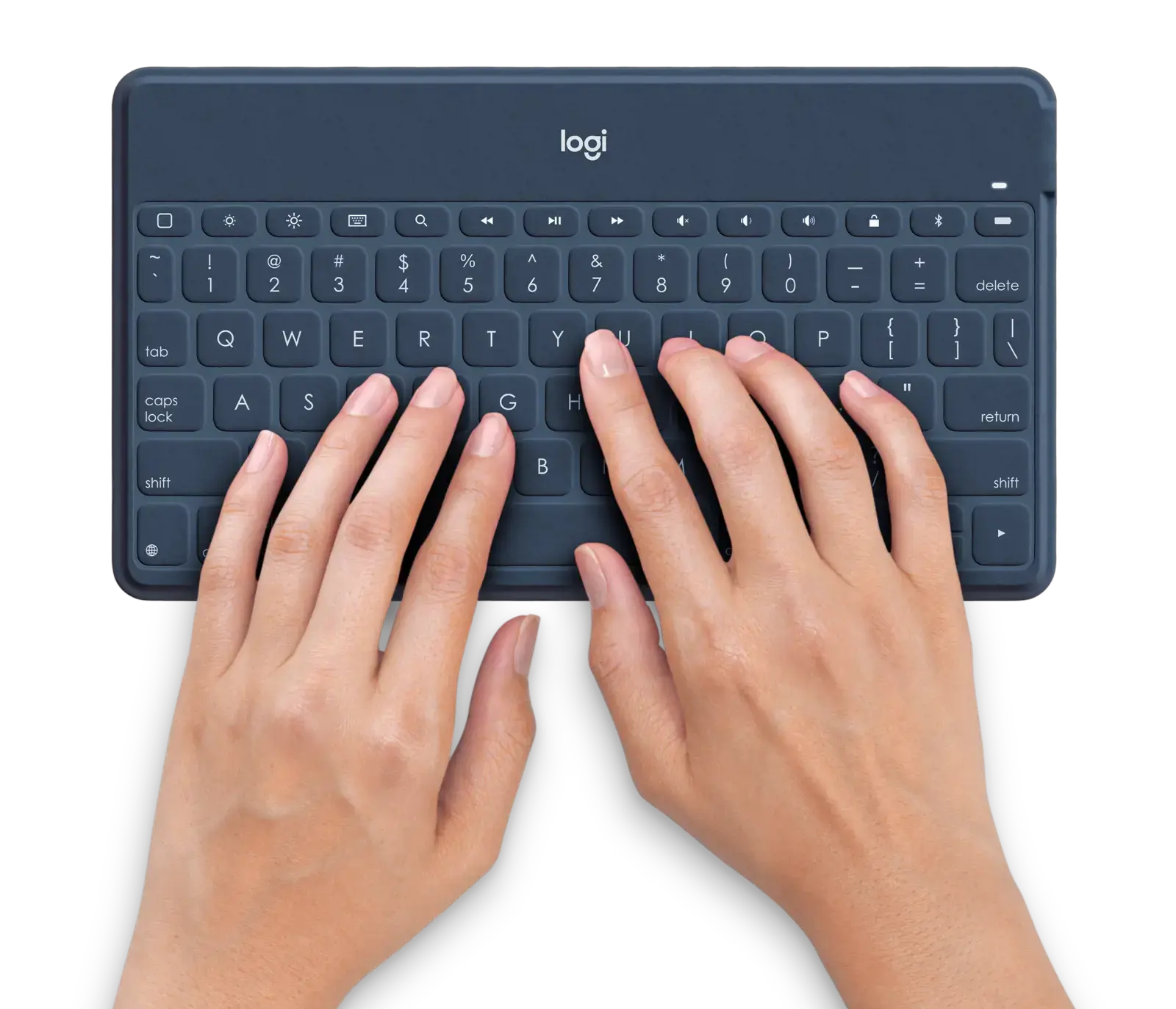 Logitech Keys-To-Go, UK International, 1.7 cm, 1.2 mm, Apple, iPad, iPhone, Apple TV, Blue