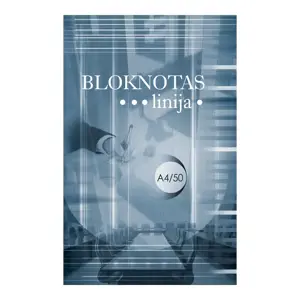 Bloknotas OFFICE, linijomis, klijuotas, A4, 50 lapų