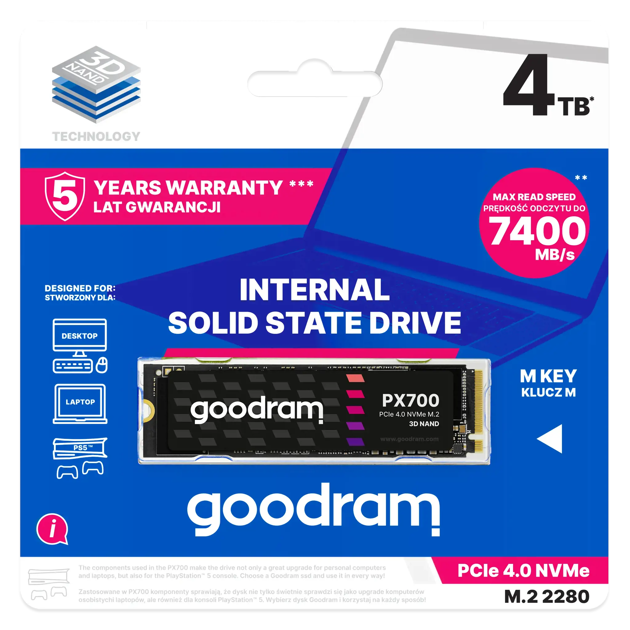 SSD diskas GOODRAM SSDPR-PX700-04T-80 4 TB, M.2, PCI Express 4.0