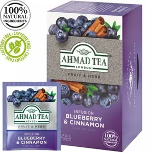 Ahmad Tea Natūrali arbata ''Blueberry & Cinnamon'', 20 vnt. folijos pakelių