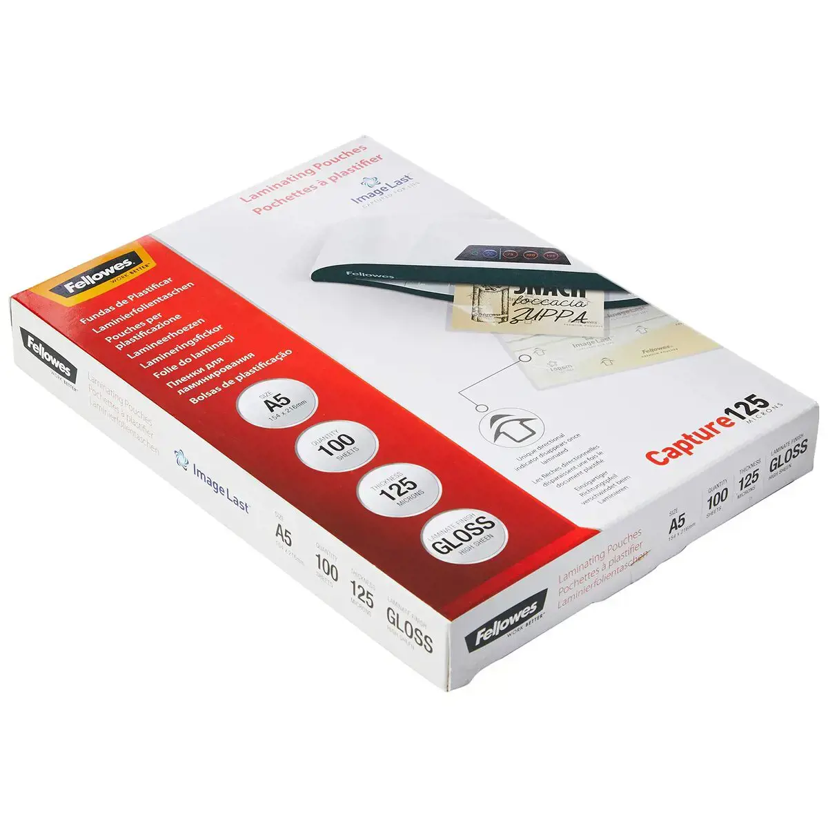 "Fellowes ImageLast" A5 125 mikronų laminavimo dėklas - 100 pakuočių, skaidrus, plastikinis, A5, 216 mm, 1 mm, 160 mm
