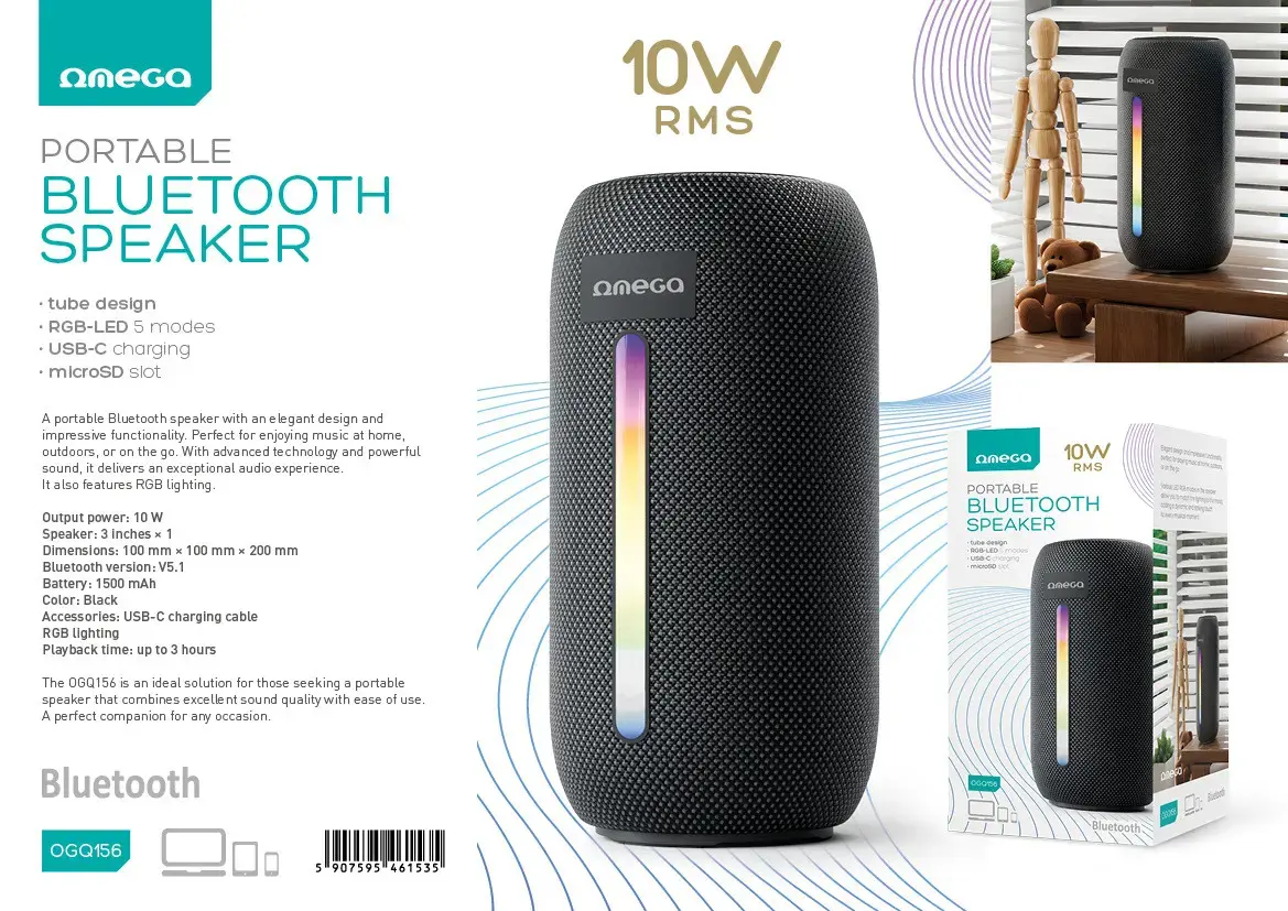 Omega wireless speaker Tube BT V5.1 OGQ156 (46153)
