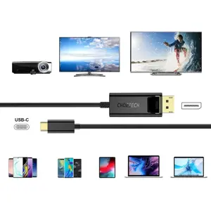 Choetech unidirectional USB Type C monitor video cable - Display Port 4K 1,8m black (XCP-1801BK)