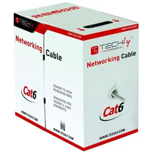 TECHLYPRO 022571 TechlyPro UTP Cat6 kabelis 4x2 su vijomis CCA 305 m dėžutė pilka