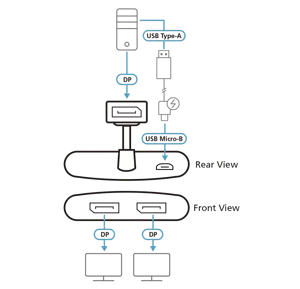 ATEN 2 prievadų "True 4K DisplayPort MST" šakotuvas, DisplayPort, 2x DisplayPort, 3840 x 2160 taškų, juodas, aliuminis, 4K Ultra HD