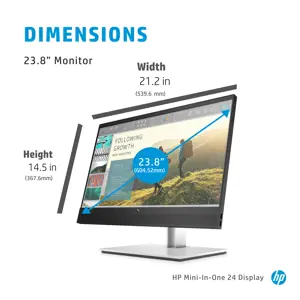 Monitorius HP Mini-in-One 24, 60.5 cm (23.8"), 1920 x 1080 pixels, Full HD, LED, 14 ms, Black