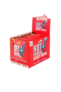 Energinė juodųjų serbentų su pipirmėte uogų tyrė MASHIE HOT POWER, 15 vnt.