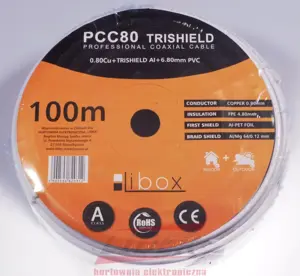 Libox Kabel koncentryczny PCC80 100 m koaksialinis kabelis RG-6/U, baltas