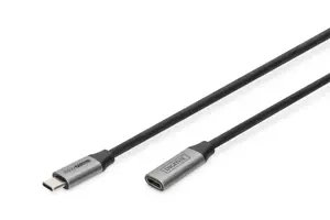 "Digitus" USB-C/M į USB-C/F ilgintuvas .DB-300230-010-S USB-C lizdas, USB C, kištukas, juodas, 1 m