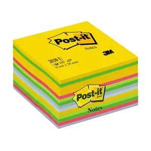 Lipnūs lapeliai POST-IT Ultra kubas, 76 x 76 mm, 450 lapelių, įvairios spalvos