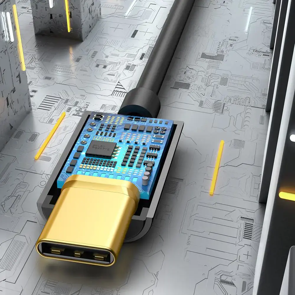 "Baseus L54" ausinių adapteris iš USB-C į 3,5 mm garso lizdą DAC 24 bitų 48 KHz, juodas (CATL54-01) (Juodas)