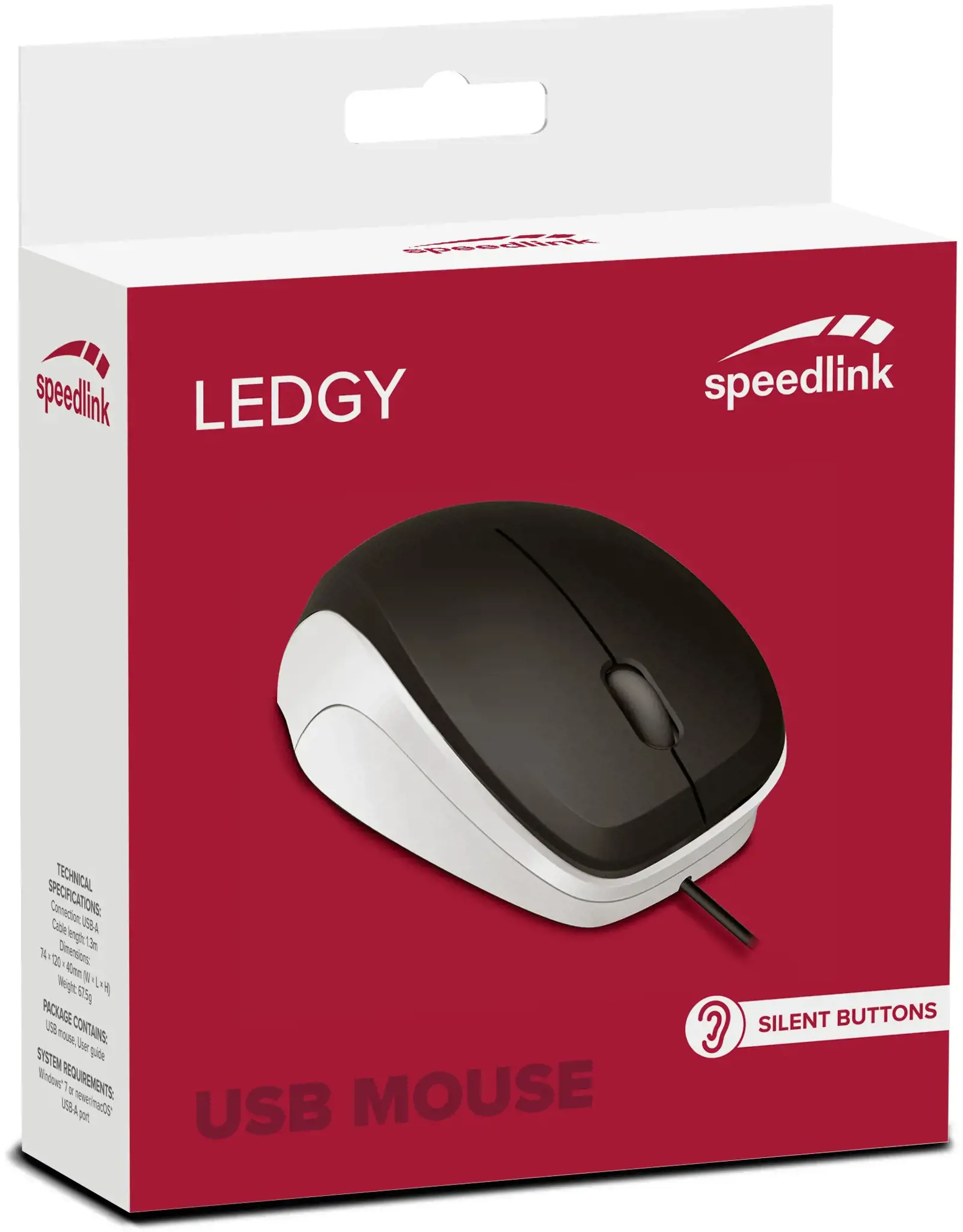 "Speedlink" pelė "Ledgy Silent", juoda/balta (SL-610015-BKWE)