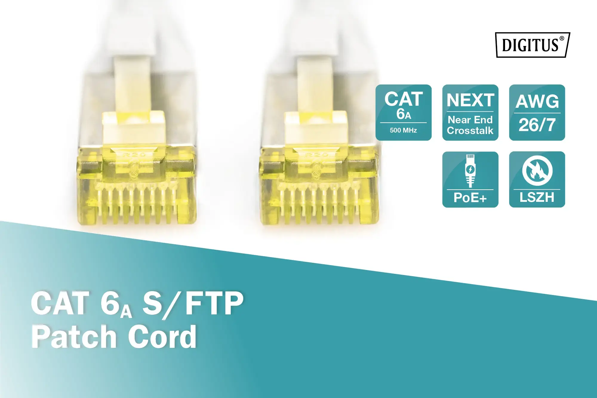 DIGITUS CAT 6A S-FTP sujungimo kabelis Cu LSZH AWG 26/7 ilgis 10 m, pilka spalva