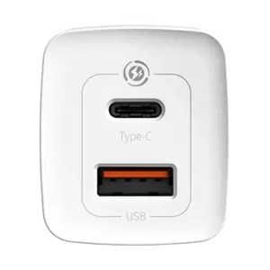 "Baseus GaN2 Lite" greitasis kelioninis įkroviklis USB+C 65W EU White (baltas)