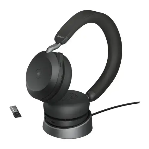 "Jabra Evolve2 75" - USB-A MS Teams su staliniu stovu - juoda, laidinė ir belaidė, 197 g