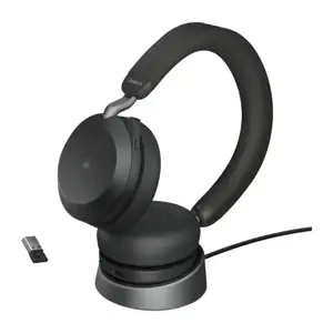 "Jabra Evolve2 75" - USB-A MS Teams su staliniu stovu - juoda, laidinė ir belaidė, 197 g