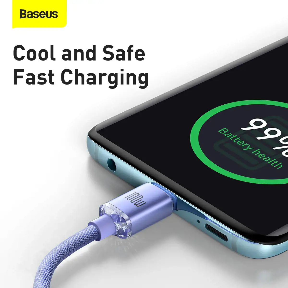 Baseus Crystal Shine Series cable USB cable for fast charging and data transfer USB Type C - USB Type C 100W 2m purple (CAJY000705)