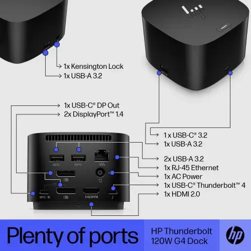 "HP Thunderbolt 120W G4" nešiojamojo kompiuterio dokas (LT)
