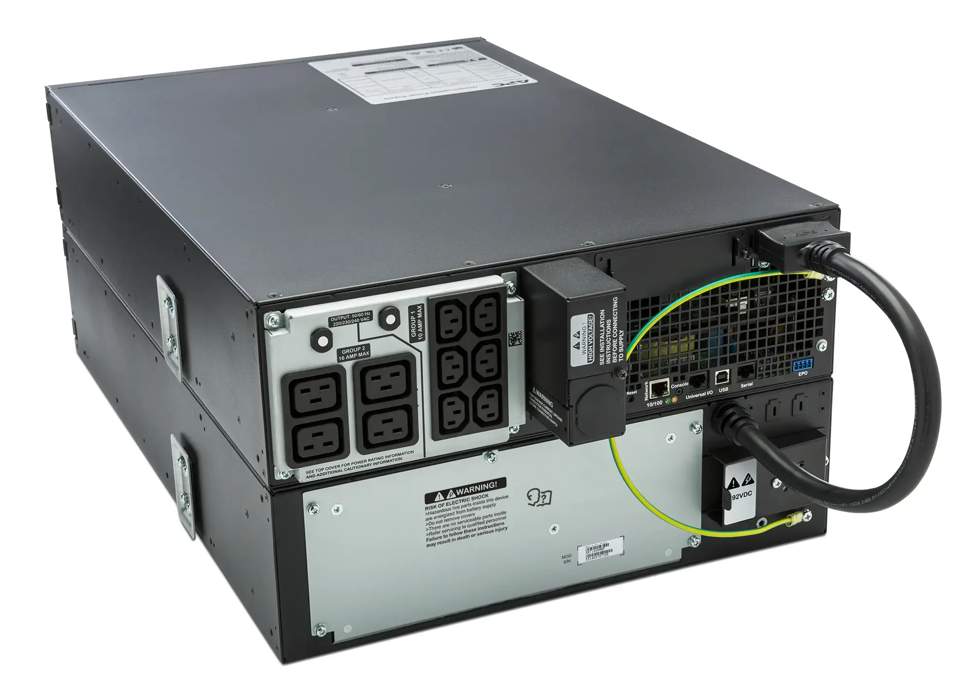"APC Smart-UPS On-Line", dvigubos konversijos (internetinis), 5 kVA, 4500 W, sinusinis, 100 V, 275 V