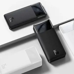 "Baseus Bipow" maitinimo bankas su ekranu 30000mAh 15W black (Overseas Edition) Black (juodas)