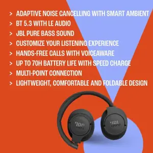 JBL belaidės ausinės "Tune 770NC", juodos spalvos