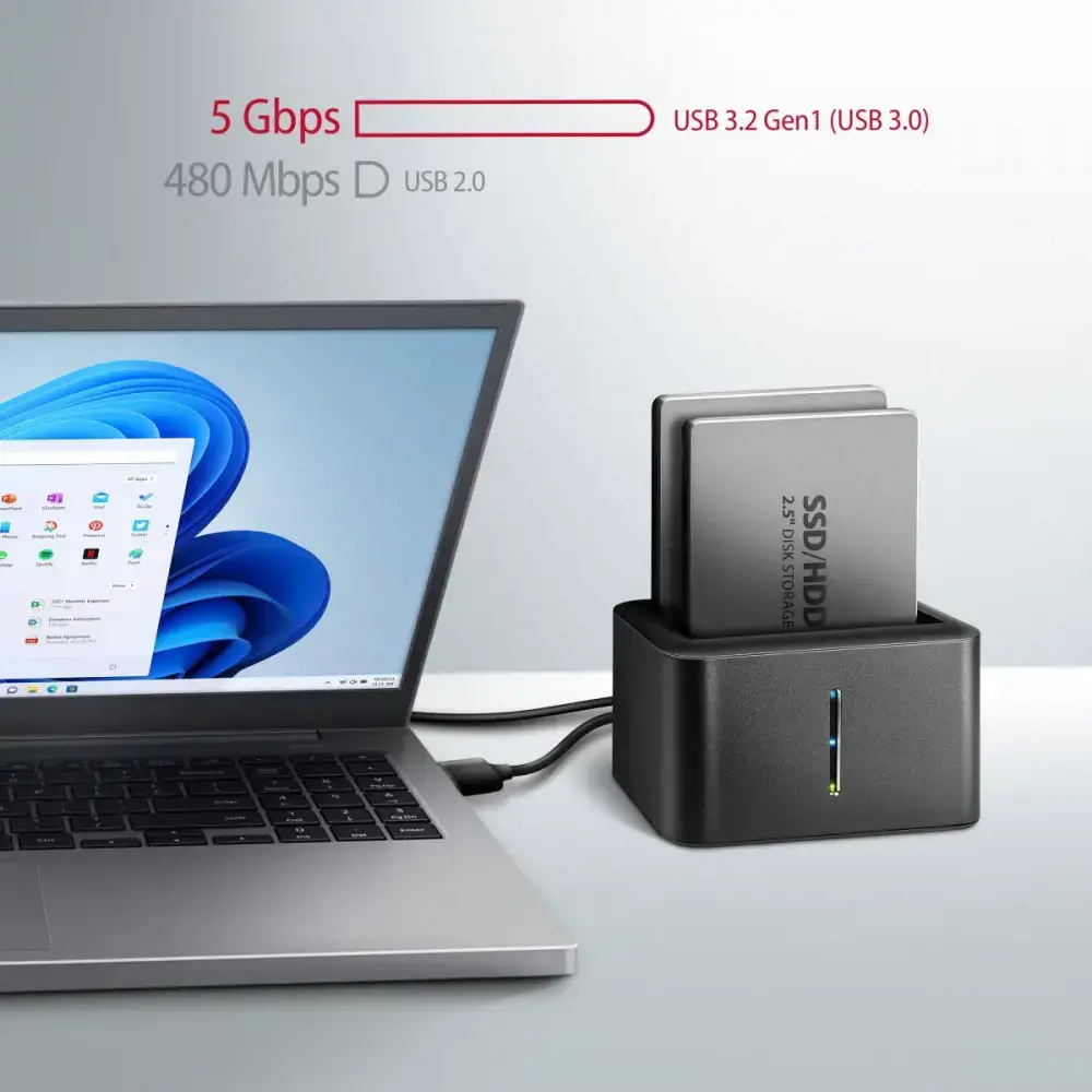 AXAGON ADSA-D25 USB 3.2 Gen 1 - 2x SATA 6G 2,5" SSD/HDD CLONE DUAL MINI dokas
