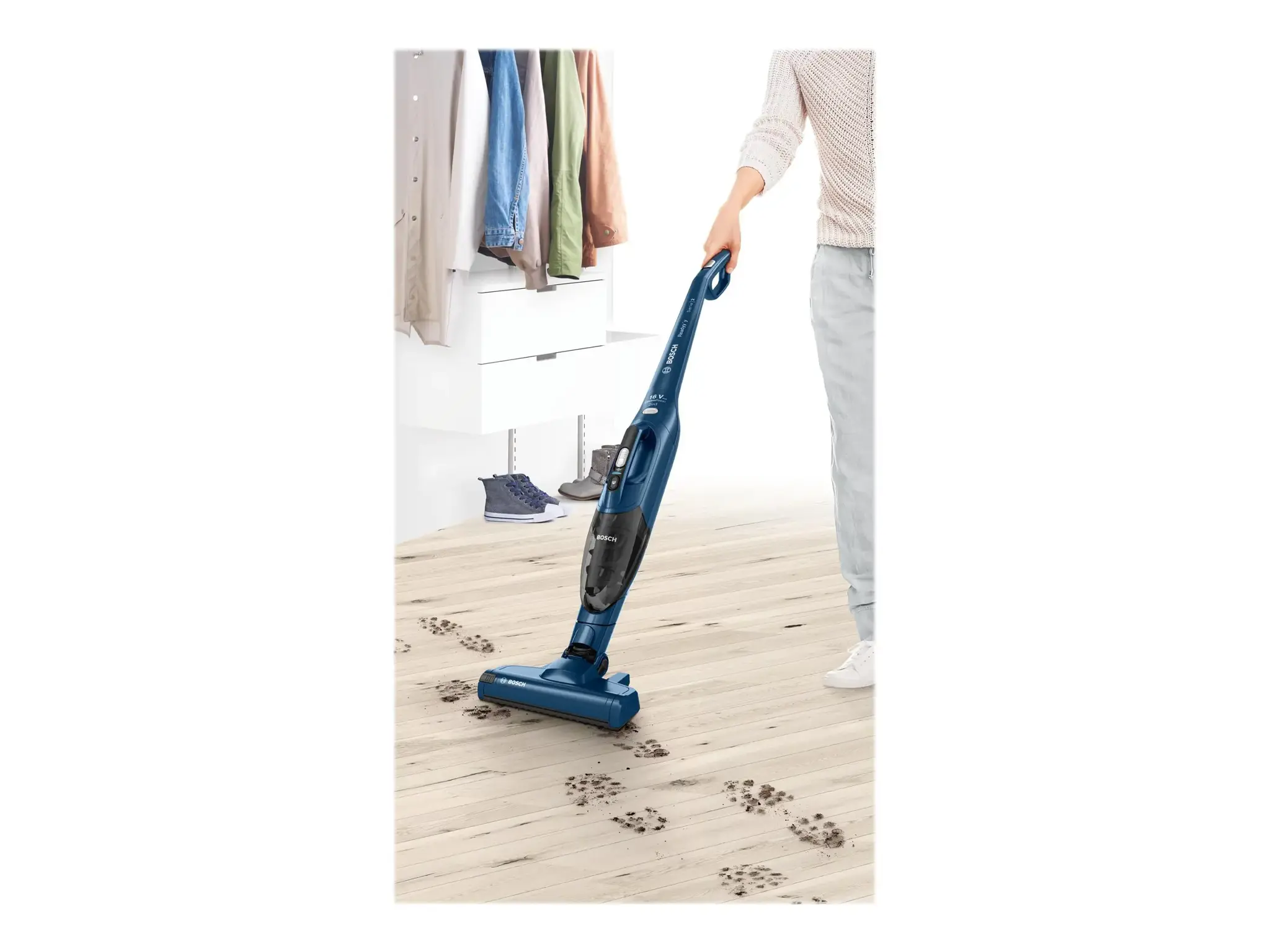 "Bosch Serie 2" BBHF216, be maišelio, mėlynas, sausas, cikloninis, plikos grindys, kilimas, kietos grindys, įkrovimas