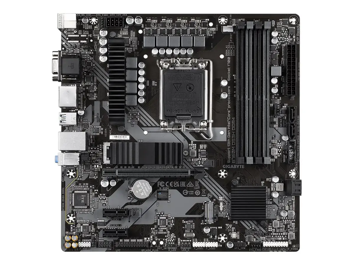 Pagrindinė plokštė GIGABYTE Intel B760 Express LGA1700 Micro-ATX Atmintis DDR4 Atminties lizdai 4 2xPCI-Express 3.0 1x 1xPCI-Express 4.0 16x 2xM.2 1x15pin D-sub 1xHDMI 2xDisplayPort 2xUSB 2.0 3xUSB 3.2 1xUSB-C 1xPS/2 1xRJ45 3xAudio prievadas B760MDS3HDDR4