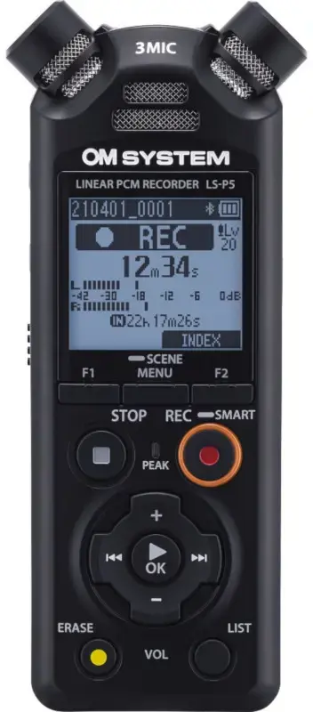 "Olympus" linijinis PCM diktofonas LS-P5 Įkraunamas, mikrofono jungtis, stereo, FLAC / PCM (WAV) / MP3, juodas, MP3 atkūrimas, 59 val. 35 min.