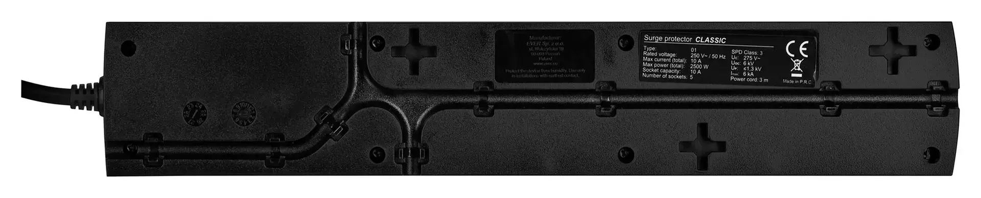 Ever CLASSIC 3 m 5 kintamosios srovės lizdai 250 V Juoda