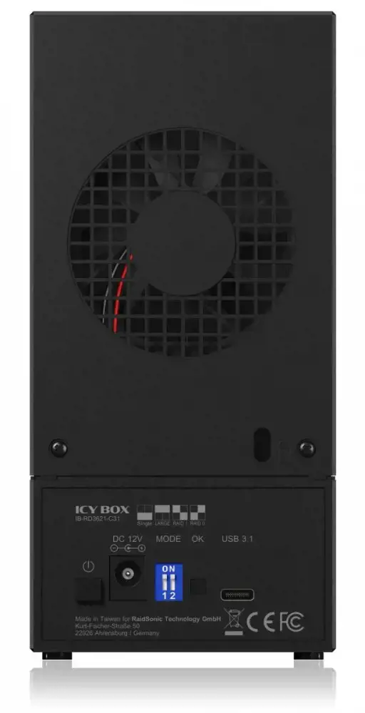 ICY BOX IB-RD3621-C31 Išorinis 2 lizdų RAID korpusas, skirtas 2x 2,5 colių arba 3,5 colių SATA diskams