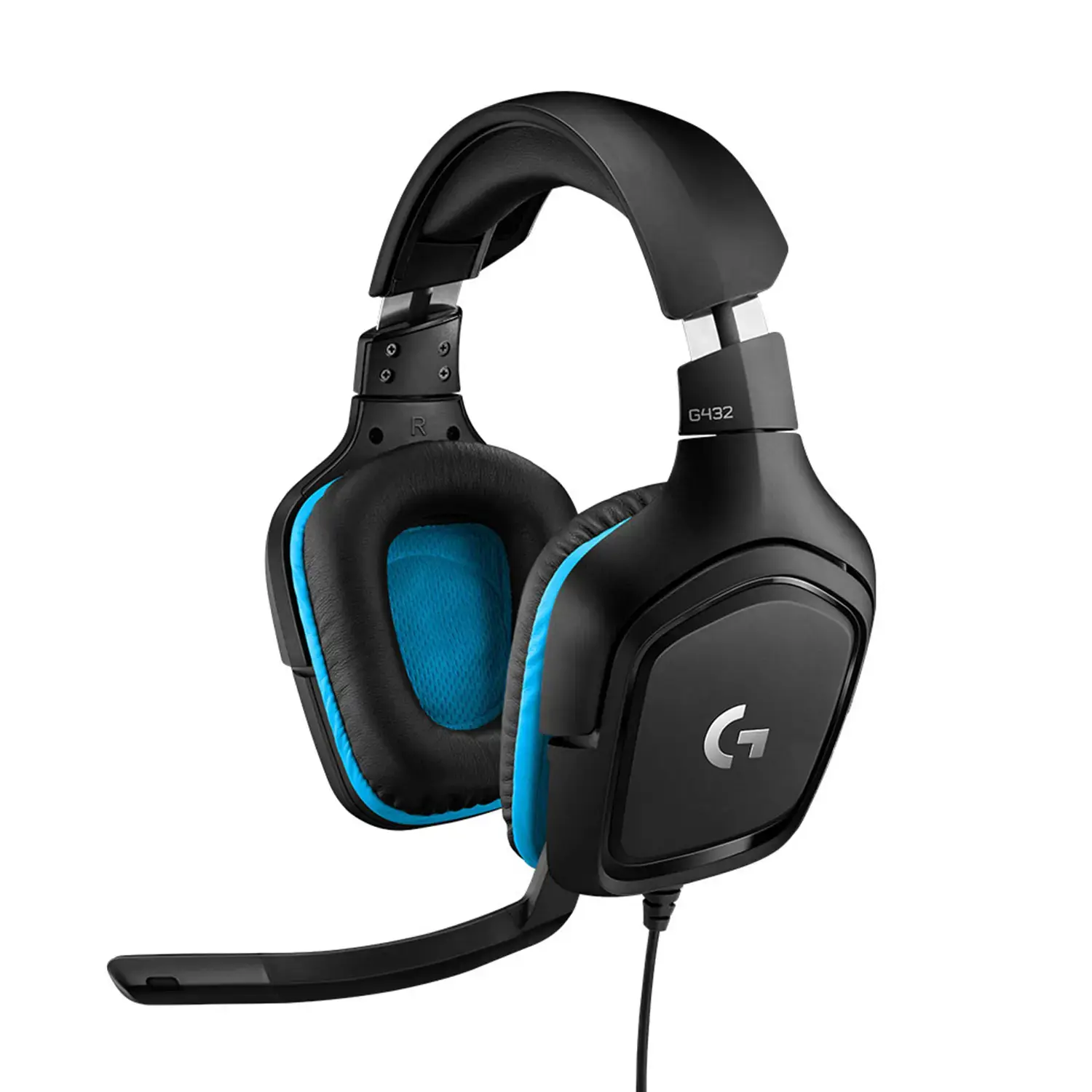 LOGITECH G432 laidinės 7.1 žaidimų ausinės - odinės - juodos/mėlynos spalvos - USB